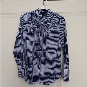 NWOT Banana Republic Navy and White Striped Blouse w/tie detail